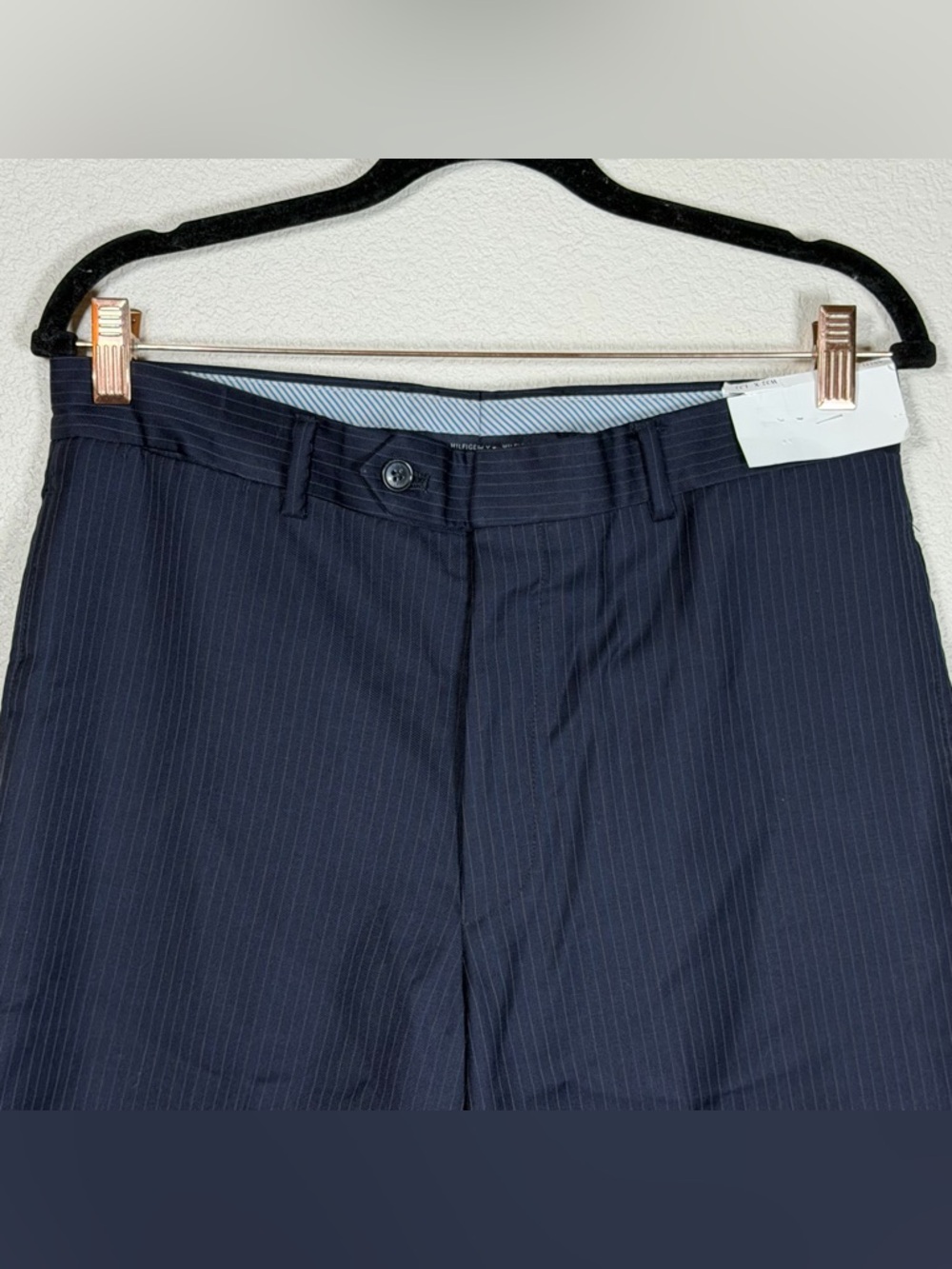 NWT Tommy Hilfiger Men’s Navy Pinstripe Wool Dress Slacks Business Size 31x30
